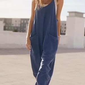 Free People Hot Shot Onesie In Blue Medium